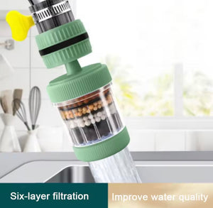 Water Purifier Tap, Water Filter Nozzle, Household Kitchen Home Carbon Faucet, Multi Layer Fine Faucet Filter, 6 Layer Faucet Filter, Universal Kitchen Faucet Water Tap Heads, Anti Spill Water Saving Water Filter for Kitchen Home Bathroom