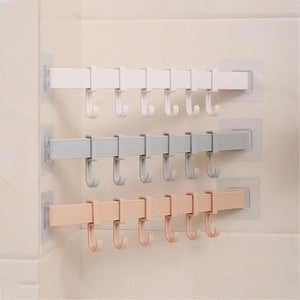 Chest Hook Towel Hanger, Multifunction Kitchen Bathroom Storage Hook, 6 Hook Home Organizer Storage Rack, Multipurpose Hook Rack, Double Suction Cup Towel Rack, Multifunction Wardrobe Rack