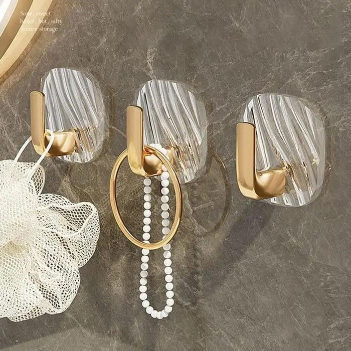 Square Luxury Key Hanger, Self Adhesive Acrylic Hooks, Punch Dree Light Luxury Hook, Kitchen Bathroom Storage Hanger, Multifunctional Door Organizer, Non Punching Sticky Hook, Multipurpose Kitchen Bathroom Hooks