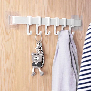 Chest Hook Towel Hanger, Multifunction Kitchen Bathroom Storage Hook, 6 Hook Home Organizer Storage Rack, Multipurpose Hook Rack, Double Suction Cup Towel Rack, Multifunction Wardrobe Rack