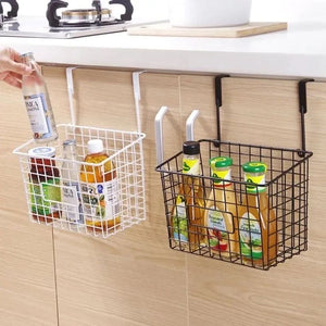 Wrought Iron Hanging Basket, Over Cabinet Door Hanging Storage Basket, Durable Bathroom  Kitchen Wall Shelf, Stainless Steel Grid Storage Baskets, Iron Mesh Shelf Basket, Multifunction Hanging Basket, Under The Dormitory Hanging Shelf