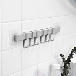 Chest Hook Towel Hanger, Multifunction Kitchen Bathroom Storage Hook, 6 Hook Home Organizer Storage Rack, Multipurpose Hook Rack, Double Suction Cup Towel Rack, Multifunction Wardrobe Rack