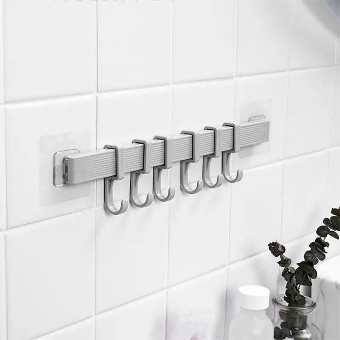 Chest Hook Towel Hanger, Multifunction Kitchen Bathroom Storage Hook, 6 Hook Home Organizer Storage Rack, Multipurpose Hook Rack, Double Suction Cup Towel Rack, Multifunction Wardrobe Rack