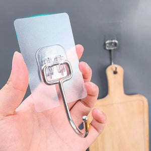 Rotatable Sticky Hanger, Transparent Wall Hooks, Strong Self Adhesive Anti-slip Hook, Punch Free No Trace Storage Hangers For Home Kitchen Bathroom, Multipurpose Wall Hanger, Load Bearing Sticky Hooks