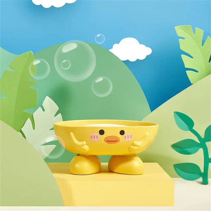 Eco Friendly Duck Soap Drain Box, Multifunctional Drain Soap And Sponge Holder, Cute Cartoon Oval Shaped Soap Dish