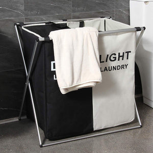 2/3 Grid Laundry Basket With Stand, Foldable Dirty Clothes Storage Hamper, Waterproof Home Laundry Basket, X Shape Foldable Dirty Laundry Basket, Collapsible Laundry Storage Organizer, Oxford Fabric Clothes Laundry Bag