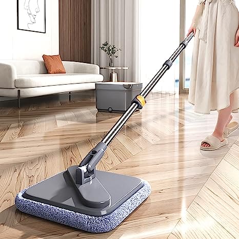 Square Bucket Mop, Double Deck Separation System Spin Mop, Hand Free Lazy Squeeze Mop, Automatic Magic Floor Mop, 360 Degree Rotating Mop, Self Wringing Flat Mop, Wet and Dry Square Mop, Multipurpose Cleaning Mop