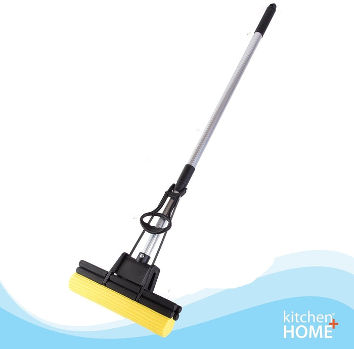 Foamic Sponge Squeezy Mop, Double Roller Sponge Foam Mop, Telescopic Folding Type Mop, Floor Cleaning Squeeze Mop, Telescopic Handle Squeegee Absorber Sponge, Home Floor Kitchen Living Room Bathroom Cleaning Tools