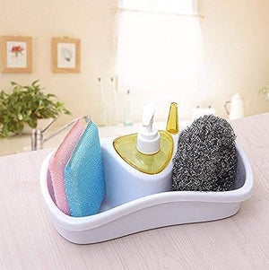 Snip Soap Dispenser With Sponge Holder, Dish Washing Soap Dispenser, Multi Utility Soap Sponge Storage for Bathroom Kitchen Basin, Titiz Soap Dispenser with Sponge Holder