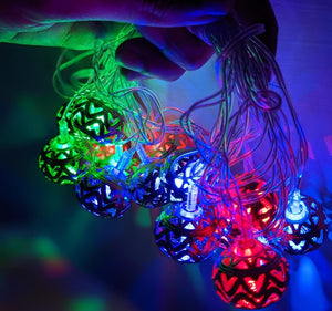 Metal Globe Multi Colour LED Fairy Lights Moroccan Style / Fancy Metal Globe LED Fairy Lights / LED Fairy Lights /