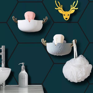 Antlers Shaped Soap Holder, Wall Mounted ABS Non-sticky Soap Holder, Simple Drain Soap Free Punch Storage Rack
