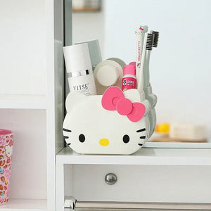Hello Kitty Toothbrush Holder, Multifunctional Wall Bathroom Storage Rack, Wall Mount Toothbrush Holder for Bathroom
