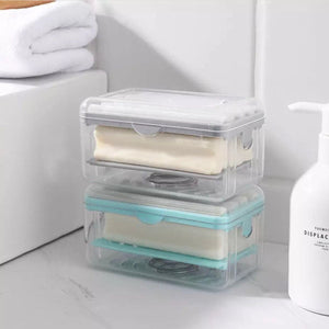 Soap Shower Box With Sponge Rollers, Foam Soap Dispenser with Roller and Drain, 2 in 1 Soap Cleaning Storage Foaming Box
