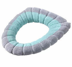 Warm Toilet Seat Cover Mat, Toilet Seat Lid Cover, Bathroom Toilet Pad Cushion With Handle, Stretchable Toilet Seat Cushioned Cloth, Thicker Soft Washable Toilet Warmer