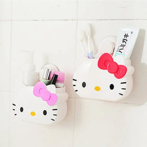 Hello Kitty Toothbrush Holder, Multifunctional Wall Bathroom Storage Rack, Wall Mount Toothbrush Holder for Bathroom