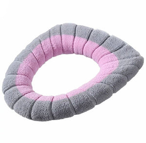 Warm Toilet Seat Cover Mat, Toilet Seat Lid Cover, Bathroom Toilet Pad Cushion With Handle, Stretchable Toilet Seat Cushioned Cloth, Thicker Soft Washable Toilet Warmer