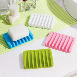 Countertop Soap Dish, Flexible Bathroom Silicone Soap Dish, Soap Pads Organizer, Water Soap Tray Stand, Non-Slip Silicone Soap Box, Drainable Soap Saver Pad for Shower Bathroom Kitchen