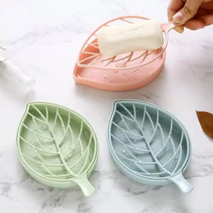 Leaf Shaped Soap Holder With Draining Tray, Soap Box With Dish Storage Plate