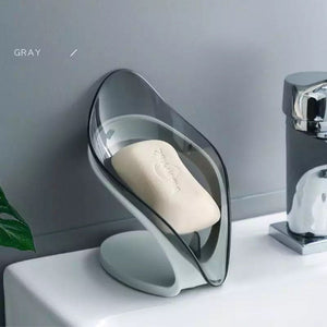 Automatic Leaf-Shaped Draining Soap Holder, Perforated Suction Cup Soap Dish, Toilet Shower Non-slip Drain Soap Case, Creative Sucker Leaf Soap Box, V Shaped Leaf Soap Holder, Transparent Leaf Soap Dish