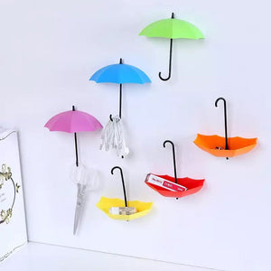 Set of 3 Creative Umbrella Self Wall Hook, Key Hair Pin Holder, Mini Umbrella Sticky Hooks, Home Decorative Hanging Hooks, Home Storage Organizer, Kitchen Bathroom Home Use Hook