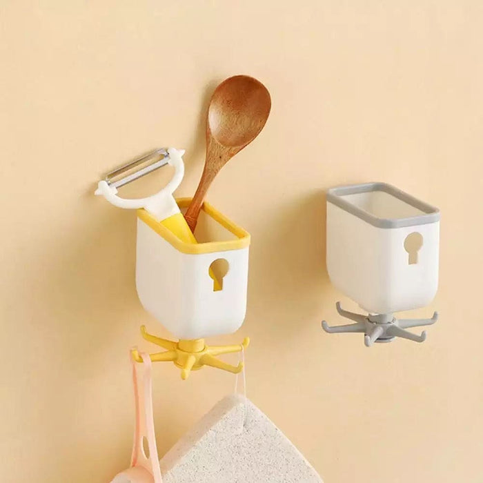 Creative New Storage Rotating Rack With Claw Hook, 360 Rotatable Hook Storage Hanger, Punch Free Multipurpose Hook, Home Storage Cabinet Rack, Wall Mounted Spoon Holder Rack
