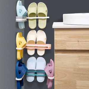 Foldable Slipper Rack, 3 in 1 Shoe Rack Wall Mounted Shoe Rack, Multifunctional Flip Flops Foldable Towel Rack, Cabi Lock Folding Shoe For Entrance, PP Sandals Slippers Hanger, Home Bathroom Shoe Shelf